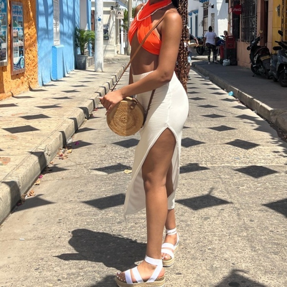 Orange Wrap Top